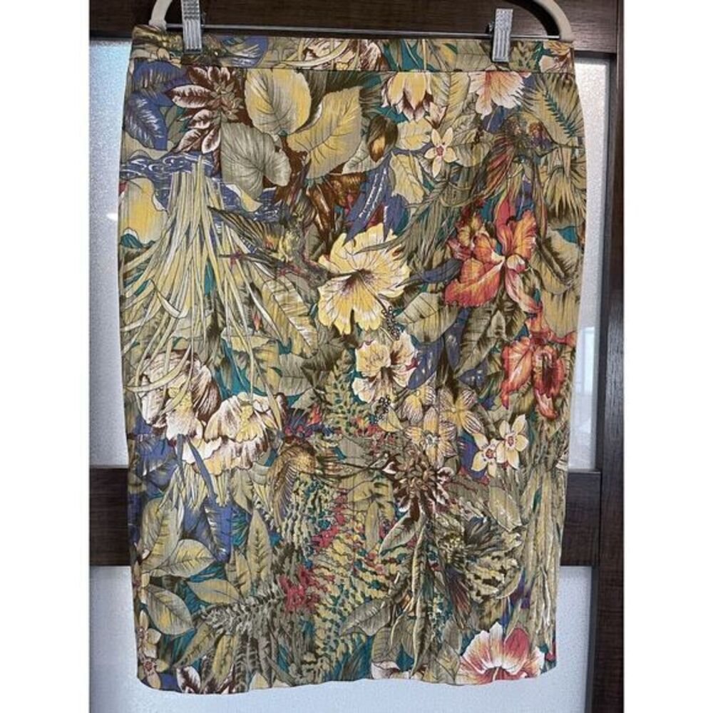 Vintage 80s Women's Hammer Cottagecore Floral Linen Blend Skirt‎ Sz 44  US10